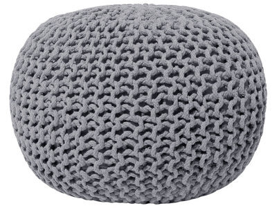 Wyld And Coco Dark Grey Knitted Cotton Pouf Ottoman With Eps Bead Filling 50 X 35 Cm - image 1