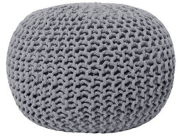 Wyld And Coco Dark Grey Knitted Cotton Pouf Ottoman With Eps Bead Filling 50 X 35 Cm - thumbnail 1