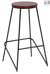 Nordlys Set Of 4 Metal And Wood Bar Stool Exotic Boho Dining Room - thumbnail 2