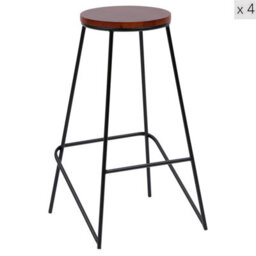 Nordlys Set Of 4 Metal And Wood Bar Stool Exotic Boho Dining Room - thumbnail 1