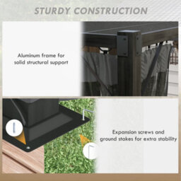 Outsunny 3 X 4M Pergola With Retractable Roof And Netting, Dark Grey - thumbnail 6