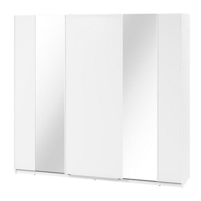 Arte Maxi 06 Sliding Door Wardrobe In White - 2500mm X 2350mm X 710mm - Grand Storage With Mirrored Enhancement - image 1