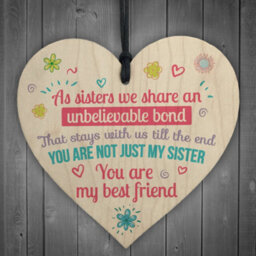 Red Ocean Unbelievable Bond Shabby Chic Wooden Heart Sign Gift Sister Love Thank You Sign - thumbnail 1