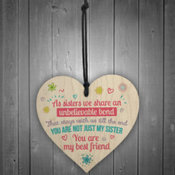 Red Ocean Unbelievable Bond Shabby Chic Wooden Heart Sign Gift Sister Love Thank You Sign - thumbnail 2