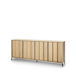 Arte  Itami 05 Sideboard Cabinet 206Cm Oak And Black With 4 Doors, Shelves And Led Lighting - thumbnail 2