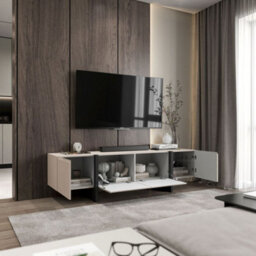 Heze Furniture Kyoto Glamour Modern Loft Style Tv Cabinet 180 Cm Tv Stand - Cashmere Matt - thumbnail 3