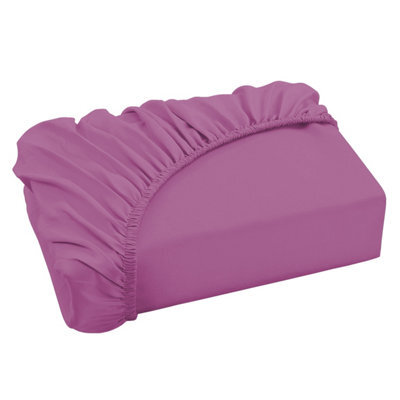 Ameha Plain Dyed Purple Fitted Sheet 30Cm Extra Deep Pocket Soft Touch Easy Care Durable Bed Fitted Sheets Single, 91X190 Cm - image 1