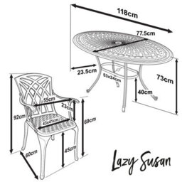 Lazy Susan Daisie Antique Bronze 4 Seater Metal Garden Furniture Set - thumbnail 9