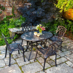 Lazy Susan Daisie Antique Bronze 4 Seater Metal Garden Furniture Set - thumbnail 1