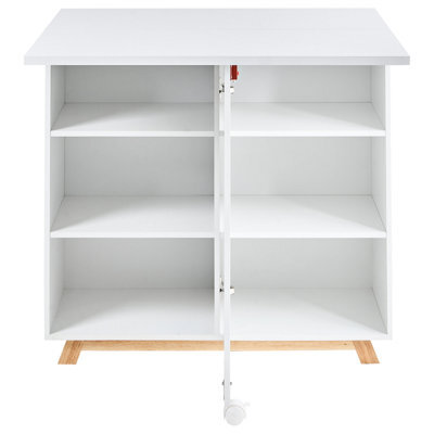 Wyld And Coco Fold-Down Desk With Hidden Cabinet And Open Shelves, White Melamine, W80 X D80 X H74Cm - image 1