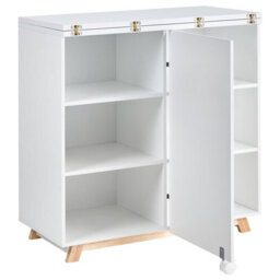 Wyld And Coco Fold-Down Desk With Hidden Cabinet And Open Shelves, White Melamine, W80 X D80 X H74Cm - thumbnail 6