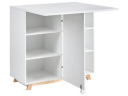 Wyld And Coco Fold-Down Desk With Hidden Cabinet And Open Shelves, White Melamine, W80 X D80 X H74Cm - thumbnail 3