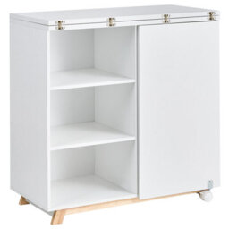 Wyld And Coco Fold-Down Desk With Hidden Cabinet And Open Shelves, White Melamine, W80 X D80 X H74Cm - thumbnail 5