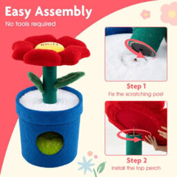 Tree For Indoor Cats Kitten Tower With Flower Padded Perch-Red Cute Cat - thumbnail 4