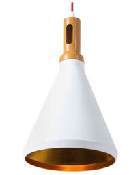 Wyld And Coco Novalight Pendant Lamp, White Matte Aluminium, Wood Top, 24Cm - thumbnail 1
