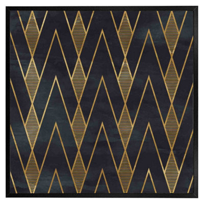 "Andrew Lee Gold Geometreic Lines (Picutre Frame) / 12X12"" / Oak" - image 1