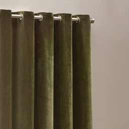 Yard Heavy Chenille Velvet Room Darkening Eyelet Curtain Pair Olive (W)168Cm X (D)229Cm - thumbnail 2
