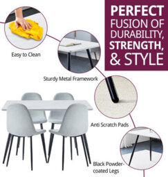 Hallowood Furniture Cullompton Rectangular Dining Table (1.2M) With 4 Chairs (Cha502-Sgy) - thumbnail 2