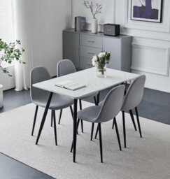 Hallowood Furniture Cullompton Rectangular Dining Table (1.2M) With 4 Chairs (Cha502-Sgy) - thumbnail 1
