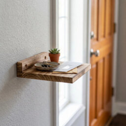 Brown Set Of 4 Floating Wall Shelves Picture Ledge Display Rack Book Hanging Shelf - thumbnail 5