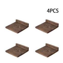Brown Set Of 4 Floating Wall Shelves Picture Ledge Display Rack Book Hanging Shelf - thumbnail 2