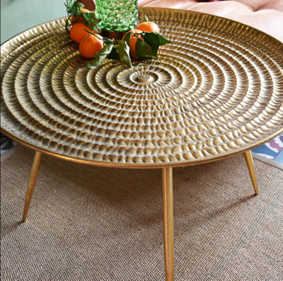 Candlelight Large Antique Gold Round Coffee Table Decor