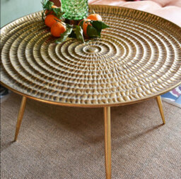 Candlelight Large Antique Gold Round Coffee Table Decor