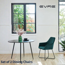 Evre Josie Teal Velvet Dining Chairs Set Of 2 Upholstered Chairs With Arms & Metal Legs - thumbnail 8