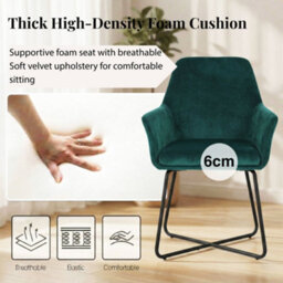 Evre Josie Teal Velvet Dining Chairs Set Of 2 Upholstered Chairs With Arms & Metal Legs - thumbnail 5