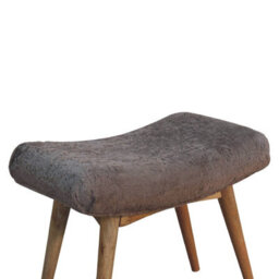 Wyld Haus Rome Curved Faux Fur Bench Mocha Seat Mango Wood Legs - thumbnail 6