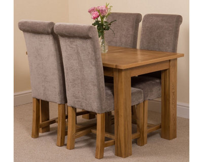 That's Furniture Hampton 120Cm - 160Cm Oak Extending Dining Table And 4 Chairs Dining Set With Washington Grey Fabric Chairs - image 1