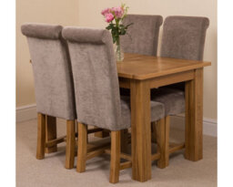 That's Furniture Hampton 120Cm - 160Cm Oak Extending Dining Table And 4 Chairs Dining Set With Washington Grey Fabric Chairs - thumbnail 1