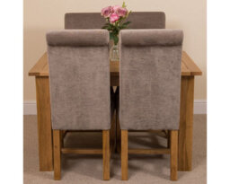 That's Furniture Hampton 120Cm - 160Cm Oak Extending Dining Table And 4 Chairs Dining Set With Washington Grey Fabric Chairs - thumbnail 2