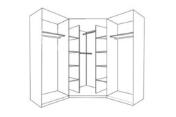 Reflect 3Pc Wardrobe Bundle - 2 Door Corner + 2X 2 Door Plain - White Gloss & Matt White - H: 180Cm X W: 179Cm X D: 103Cm - thumbnail 2