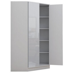 Reflect 3Pc Wardrobe Bundle - 2 Door Corner + 2X 2 Door Plain - White Gloss & Matt White - H: 180Cm X W: 179Cm X D: 103Cm - thumbnail 7