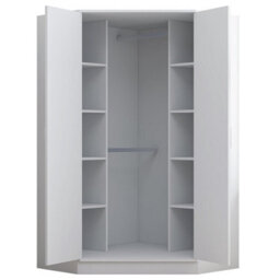 Reflect 3Pc Wardrobe Bundle - 2 Door Corner + 2X 2 Door Plain - White Gloss & Matt White - H: 180Cm X W: 179Cm X D: 103Cm - thumbnail 6