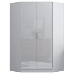Reflect 3Pc Wardrobe Bundle - 2 Door Corner + 2X 2 Door Plain - White Gloss & Matt White - H: 180Cm X W: 179Cm X D: 103Cm - thumbnail 5