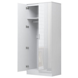 Reflect 3Pc Wardrobe Bundle - 2 Door Corner + 2X 2 Door Plain - White Gloss & Matt White - H: 180Cm X W: 179Cm X D: 103Cm - thumbnail 9