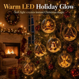 Amorly Lighted Christmas Ornament Clear Pvc Globe Hanging Decoration Glowing Christmas Ornament For Christmas Holiday Decor(Snow House) - thumbnail 4