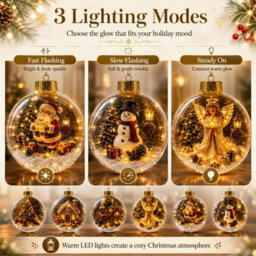 Amorly Lighted Christmas Ornament Clear Pvc Globe Hanging Decoration Glowing Christmas Ornament For Christmas Holiday Decor(Snow House) - thumbnail 6