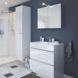 GoodHome Imandra Deep Gloss White Bathroom Single Wall Cabinet (H)90Cm (W)40Cm - thumbnail 4