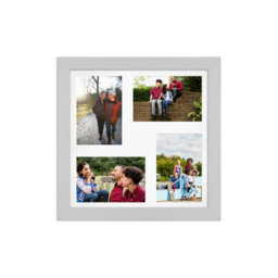 AK Frames 12X12 Light Grey Modern Multi Photo Frame With White Mount - Holds 4 Apertures (4X) 6X4 Photos - thumbnail 1