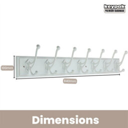 Keypak Wooden Coat Rack 7 Antique White Double Hooks Rustic Finish - 84Cm Wall Mounted Hanger For Clothes, Robes, Towels - thumbnail 3