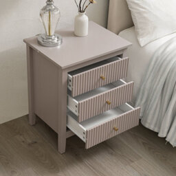 Chic Interiors Pair Of Taupe Three Drawer Bedside Tables - Charleston Collection - thumbnail 3