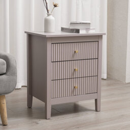 Chic Interiors Pair Of Taupe Three Drawer Bedside Tables - Charleston Collection - thumbnail 2