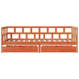 Berkfield Daybed With Drawers Without Mattress Wax Brown 90X200 Cm Solid Wood - thumbnail 4
