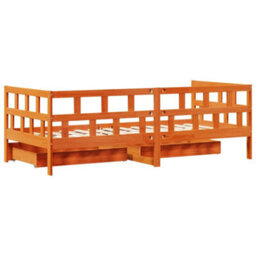 Berkfield Daybed With Drawers Without Mattress Wax Brown 90X200 Cm Solid Wood - thumbnail 8