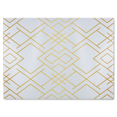 Benjamin Tate Design Golden Geo Pattern Glass Chopping Boarddesigner Style - image 1