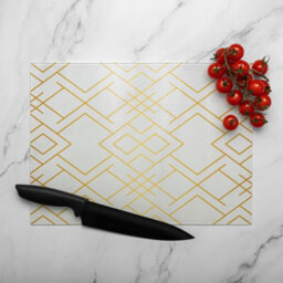 Benjamin Tate Design Golden Geo Pattern Glass Chopping Boarddesigner Style - thumbnail 3