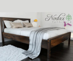 Nodax Double Bed Frame Capella, F17, Solid Pine Wood, Easy Assembly, Sturdy Slats & Extra Support Legs, 4Ft 6In, Walnut Finish